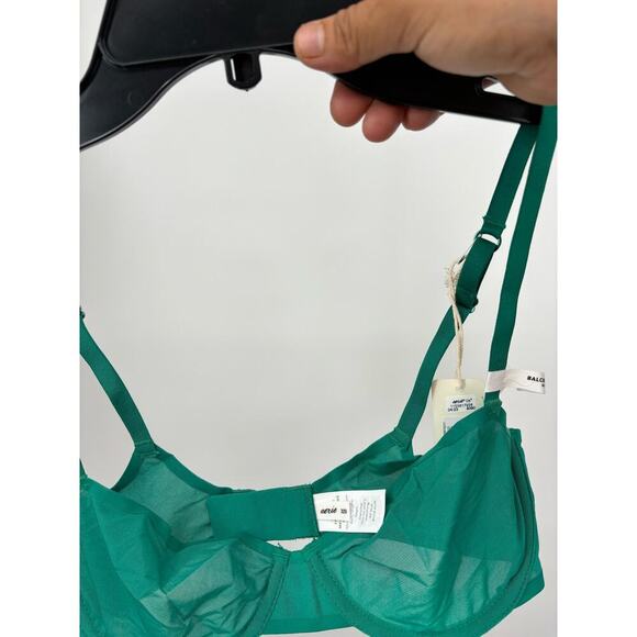Aerie Smoothez Green Mesh Unlined Underwire Balconette Bra Size 32D - Picture 3 of 4